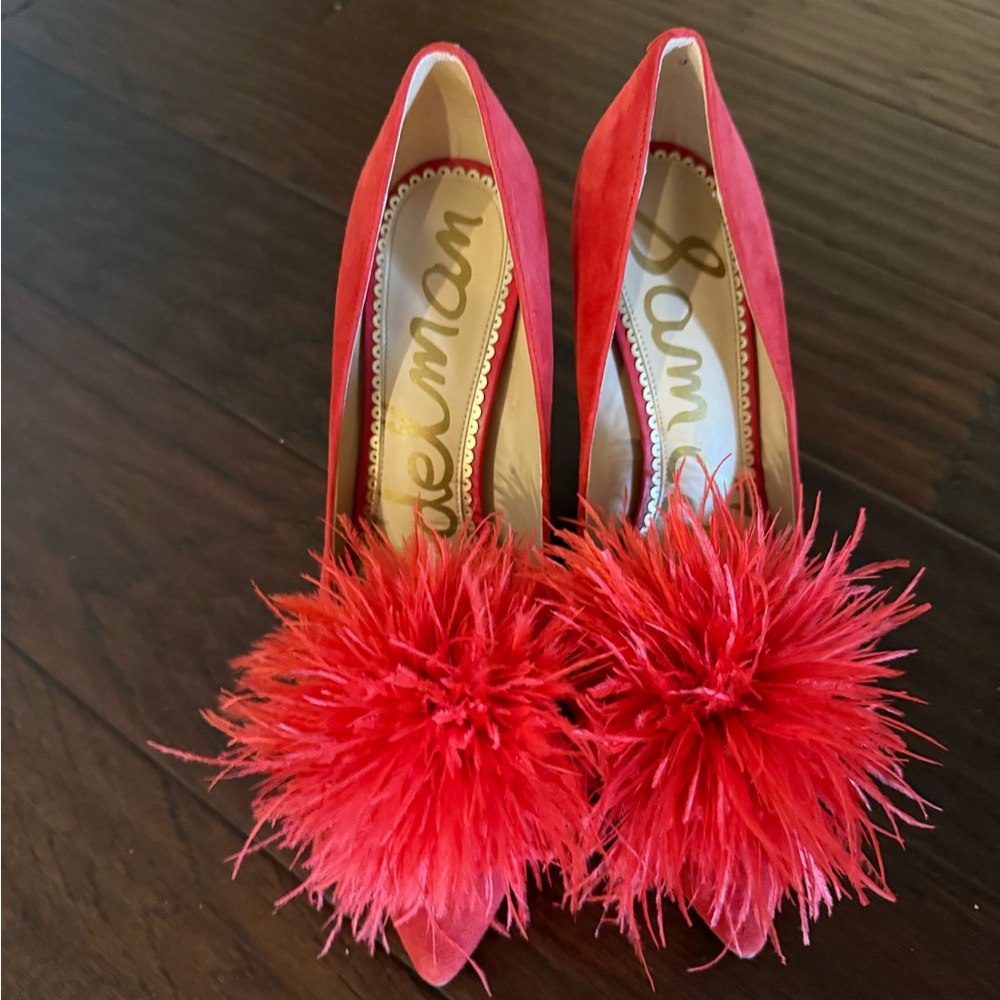 Sam Edelman Red Feathered Women's Shoes